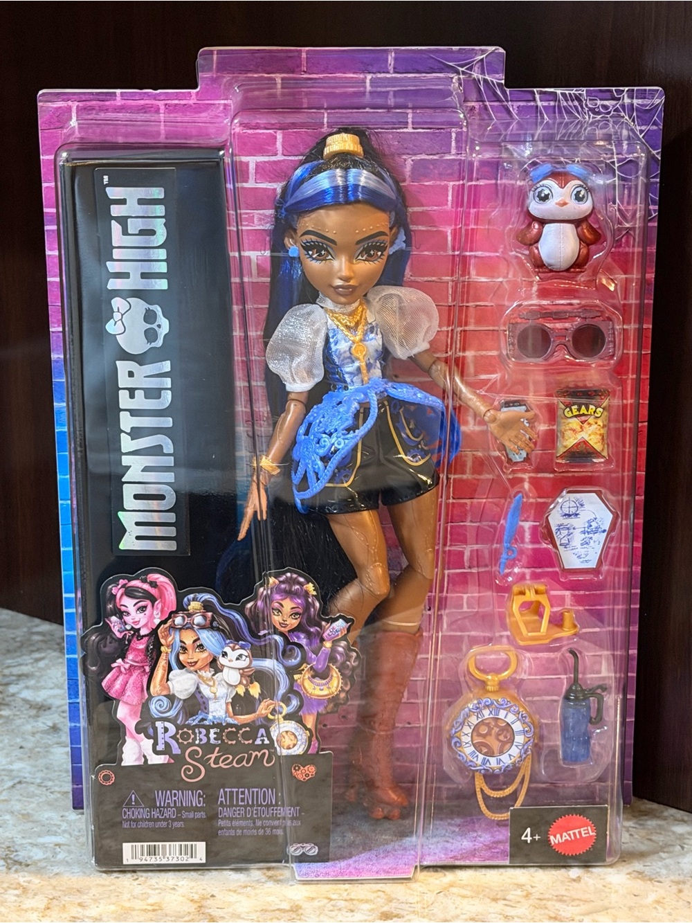 Mattel Monster High Robecca Steam Doll - Blue, Black & Gold Accents NIB